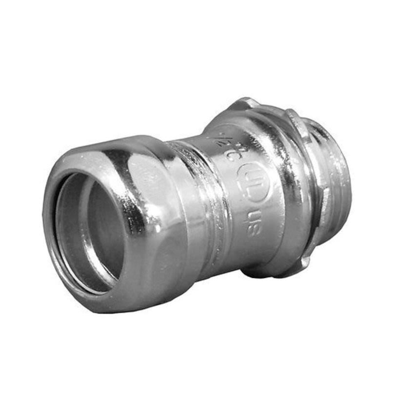 Emerson Electric O-Z/Gedney 7100ST 7000S Non-Threaded Compression Connector, 1 in Trade, Steel Body and Nut, Electro-Plated Zinc